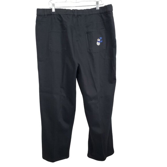 Quacker Factory 2X Jeans Black Denim Pants Holiday Snowman Embroidery Festive - Picture 2 of 12
